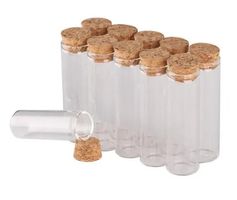10 Stück Reagenzglasflaschen aus Glas mit Korkverschluss