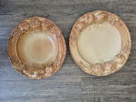 Rustikale Keramik Teller mit Obst Dekor , 2er Set, Top!