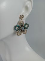 Blumenohrringe, Grün blau Boho