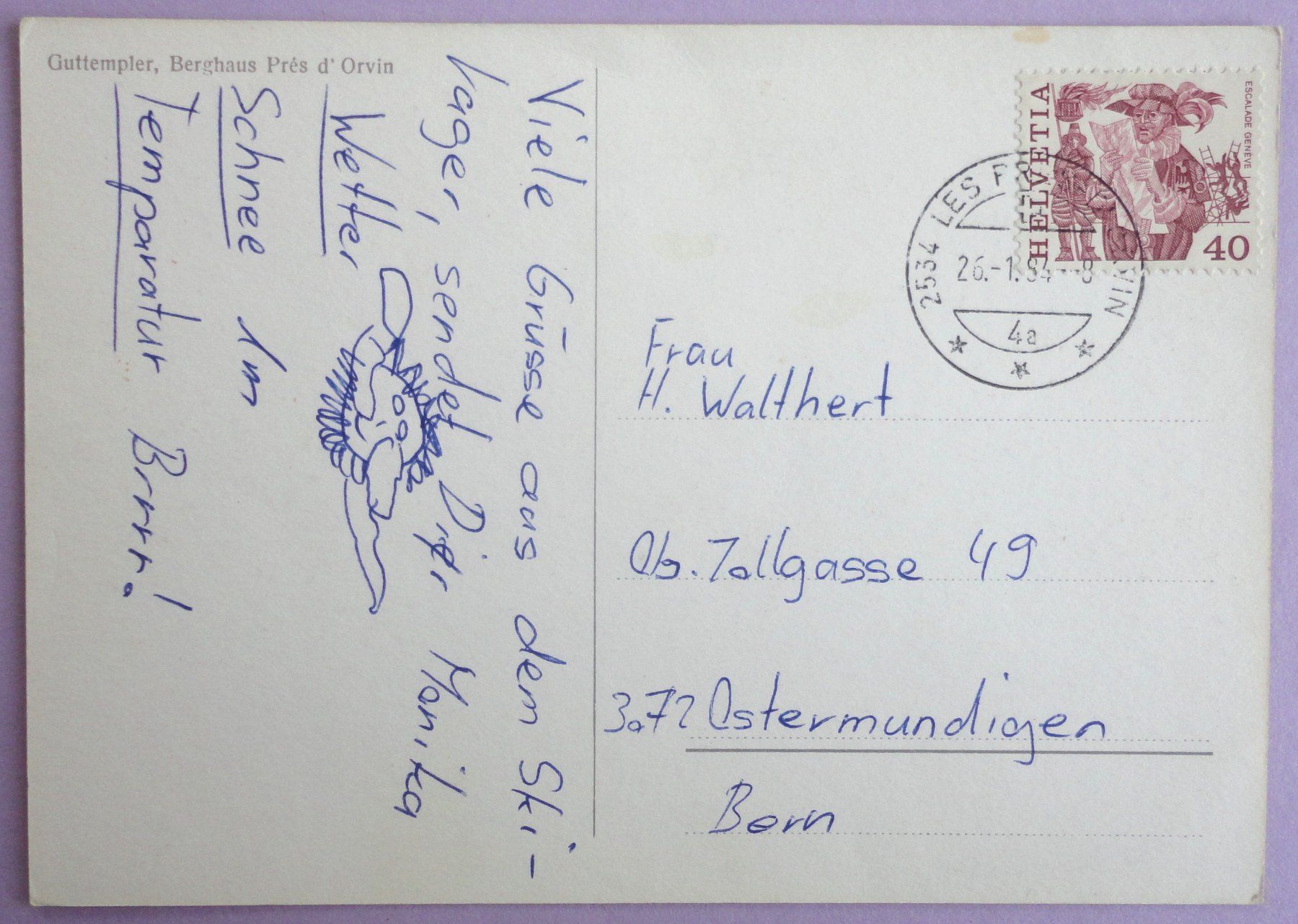Cartes postales: Guttempler, Berghaus Prés d' Orvin – D'occasion à Fétigny par Billy2miny 1