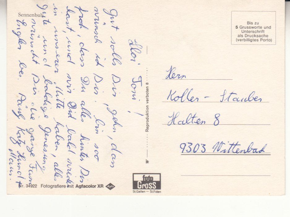 Cartoline postali: Sennenbub, ca. 1980 – Usato da Bürglen TG venduto da StampGraf 1