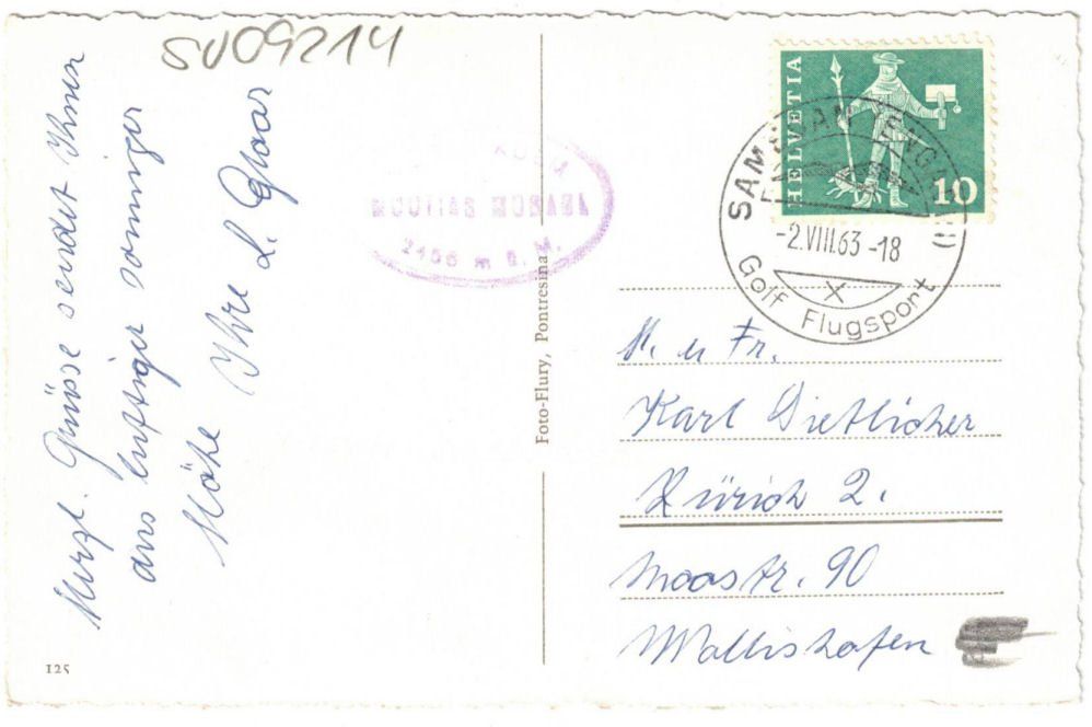 Cartoline postali: St. Moritz - Standseilbahn Muottas Muragl Bergstation – Usato da Binningen venduto da Mountainrider 1