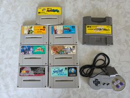 Lot de 8 jeux Super Famicom et 1 manette, état d'occasion