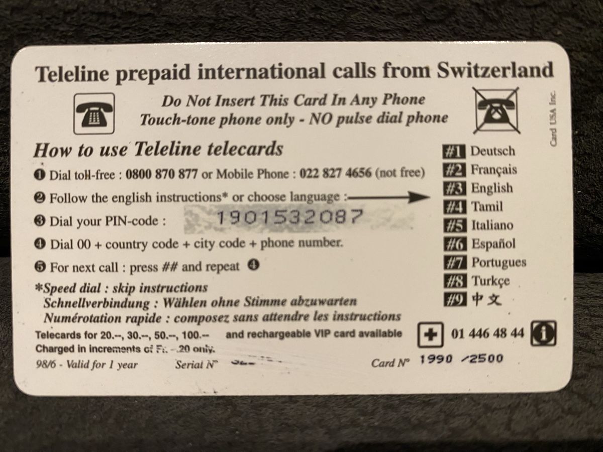 Schede telefoniche: Teleline – Usato da Lausanne venduto da babacard10 1