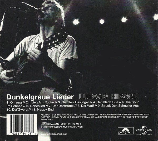 CD: Ludwig Hirsch – Dunkelgraue Lieder - b – Usato da Brittnau venduto da Zibu 1