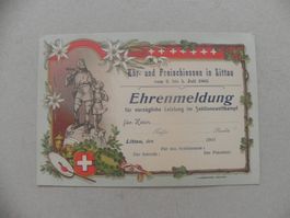 Karte Schützenfest Littau Luzern 1905 Tell Ehrenmeldung