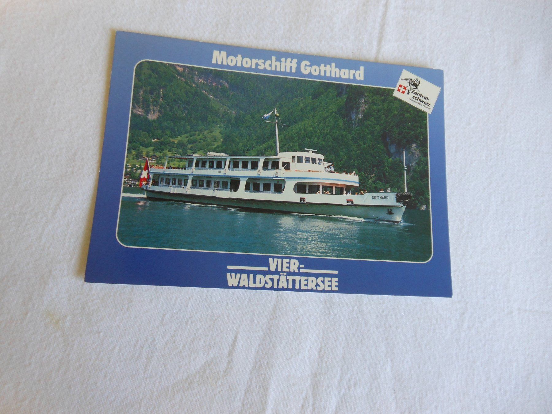Cartoline postali: Ansichtskarte, Vier Waldstättersee Motorschiff Gotthard – Usato da Stäfa venduto da Espressa