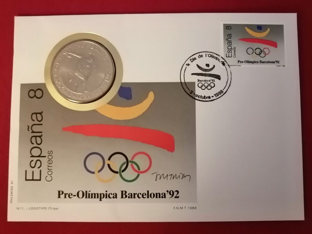 1 Crown 925 silber Münze Barcelona 1992 | Kaufen auf Ricardo