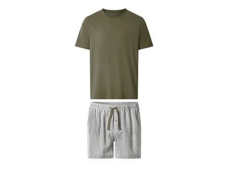 ⭐️ESMARA ⭐️ Herren Kurzer Pyjama 100% Baumwolle Olivgrün L