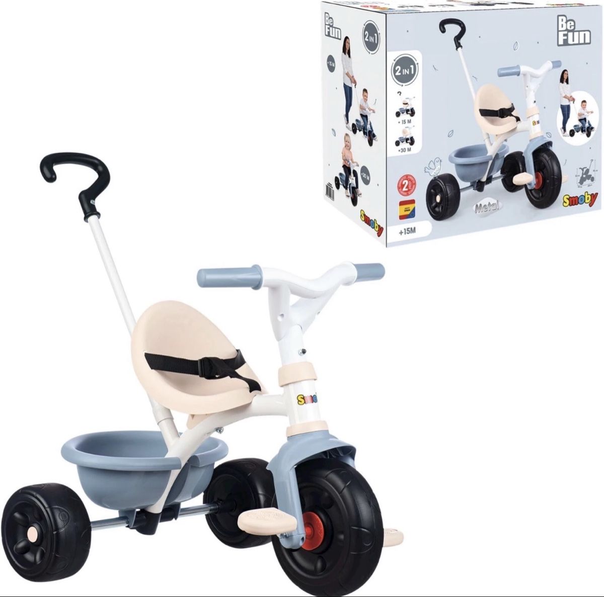 Smoby Fahrzeuge für Kinder: Dreirad Be Fun Smoby - hellblau beige – Gebraucht aus Bäretswil von GPSMAV