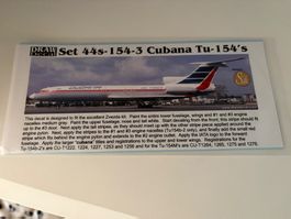 1/144 TUPOLEV TU-154 CUBANA DECALS