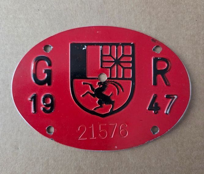 Sachs Insegne: Velonummer GR 47 plaque Velo 1947 – Usato da Schenkon venduto da Uhu007