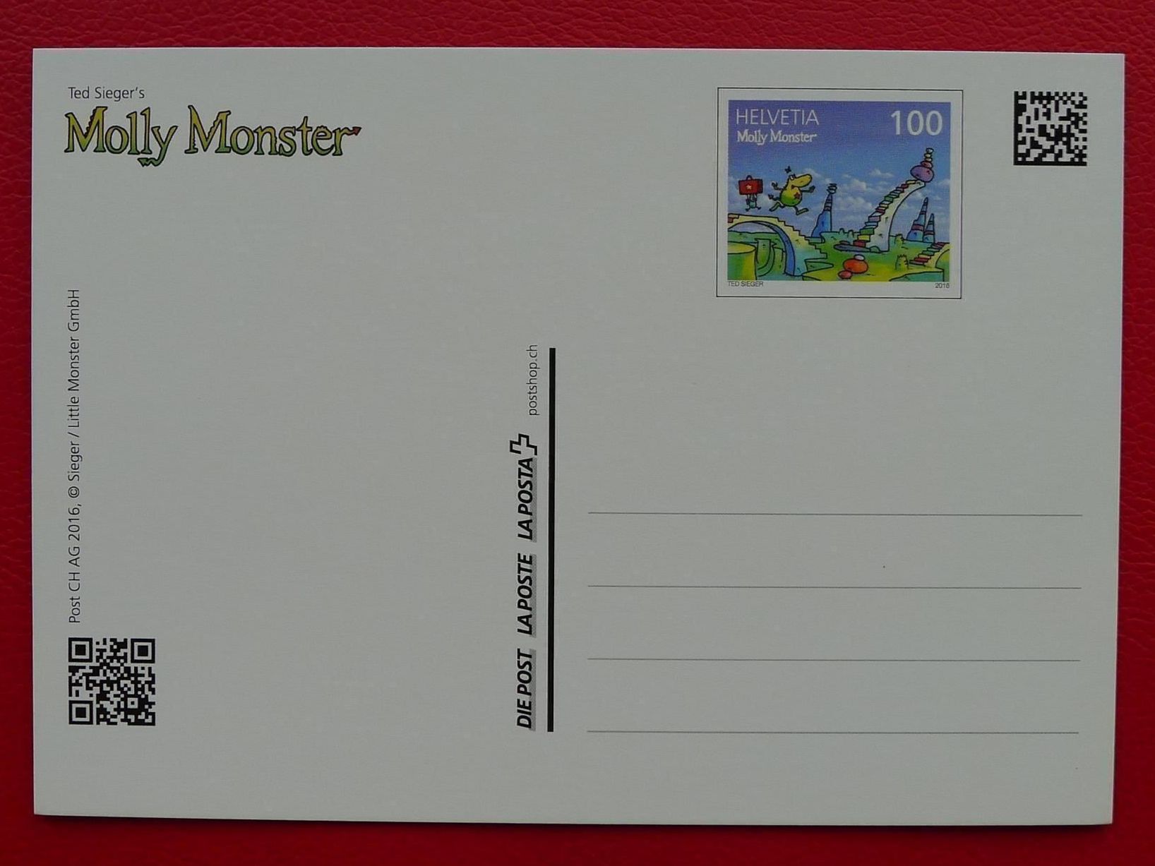 Tutti i francobolli: 2016, Molly Monster: Nr.1581 auf Postkarte – Usato da Sursee venduto da Luzernerraute