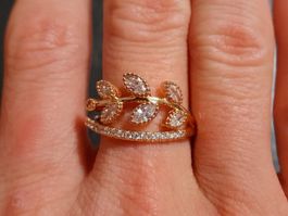 Ring mit Zirkonia, vergoldet 585, 3g, size 9 (59)