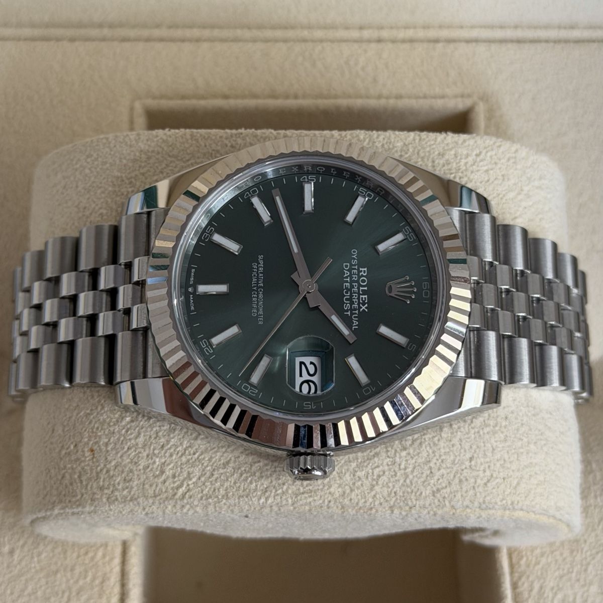 Rolex Orologi: Rolex Datejust 41 Mint Green 2023 – Usato da Zizers venduto da Taktgeber 1