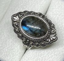SCHÖNER RING «LABRADORIT» 925 STERLING SILBER PUNZE NEU 57