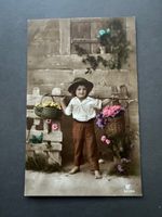 Antike Postkarte Blumenjunge Schweiz 1913 gelaufen