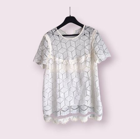 Blouse en dentelle blanche, boho chic - Taille 42