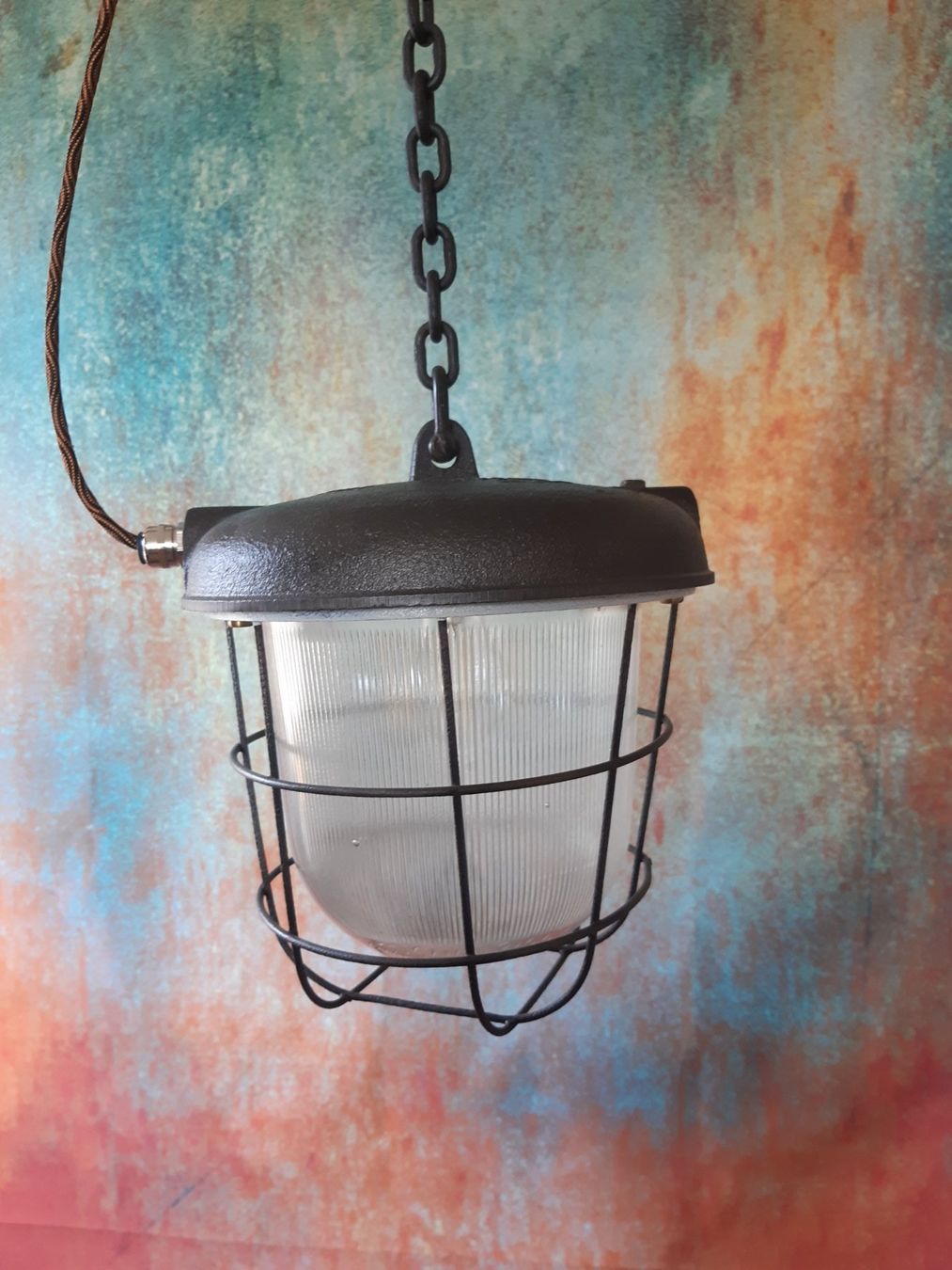 Lampade: Restaurierte grosse schwere Bunker Lampe – Usato da Winterthur venduto da lampenretter 1