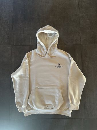 Felpa con cappuccio con stampa, beige/bianco, M