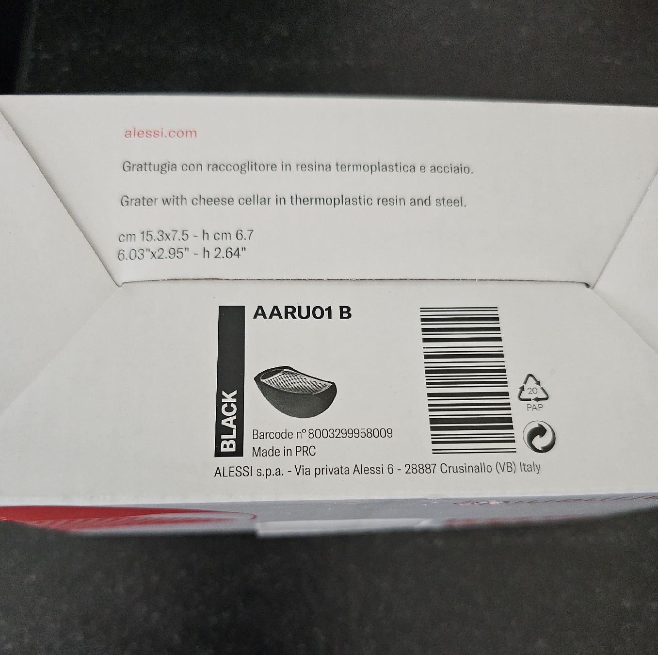 Alessi Elettrodomestici da cucina: Râpe à fromage ALESSI noir – Nuovo e nell'imballaggio originale da Attalens venduto da mar_rq8k