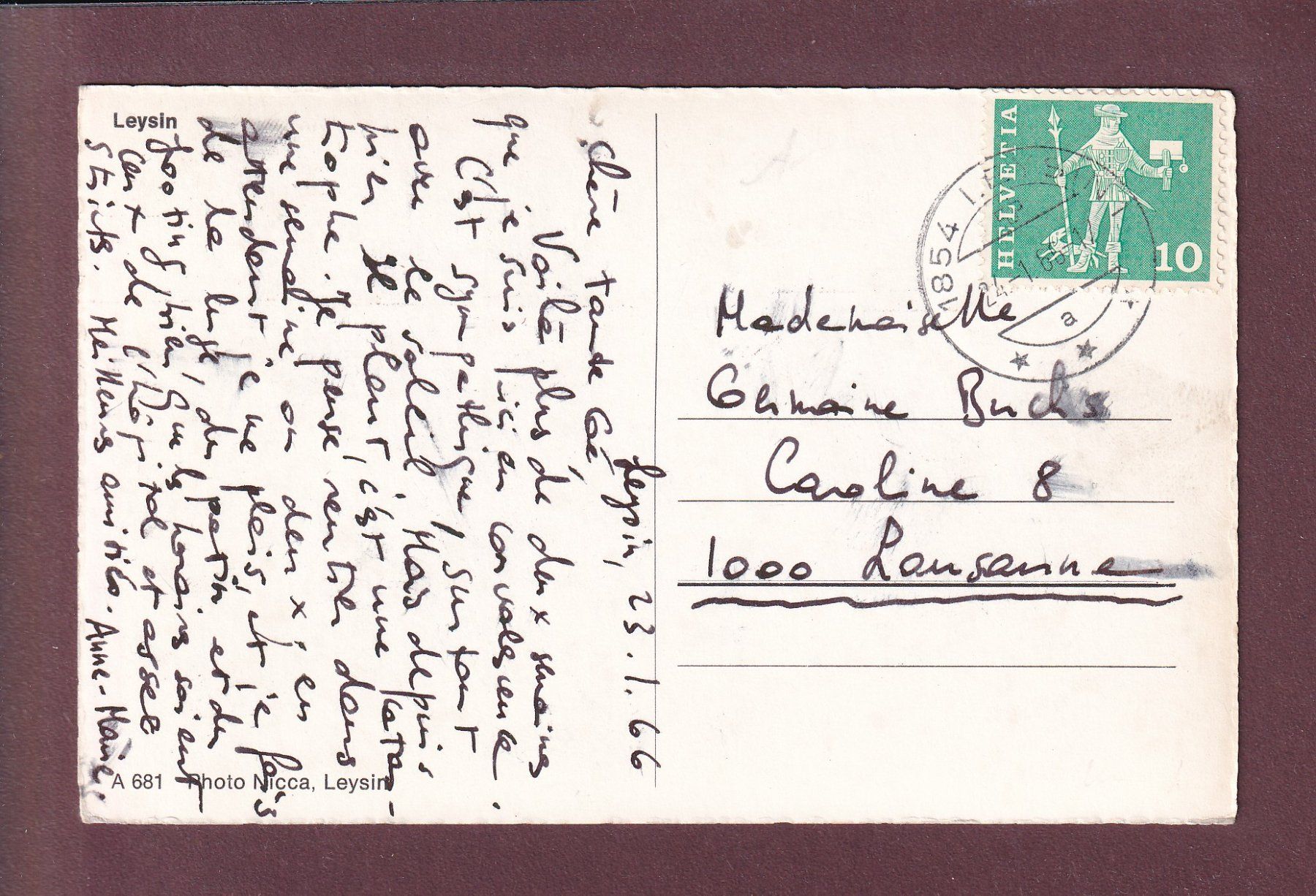 Cartoline postali: LEYSIN - 4 images - 1966 – Usato da Pully venduto da nicecards 1
