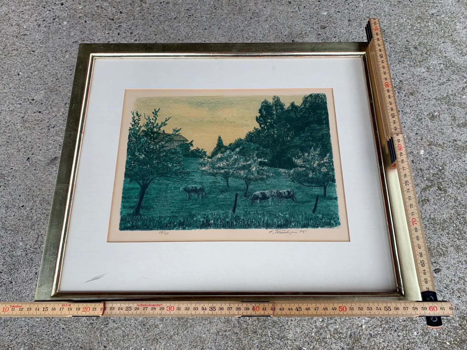 Campanacci mucche: schöne Lithographie von Hansjörg Flückiger – Usato da Feldbach venduto da Olive1 9