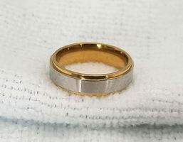Edelstahlring 18K vergoldet, 2fach, 2farbig