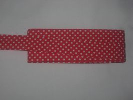 Schrägband BW rot mit weissen Punkten