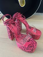 Sandaletten Pink Schlangenmuster Schnürung Grösse 39 wie neu