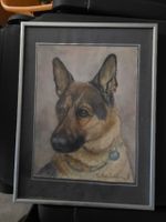 Bild Gemälde Schäfer Hund signiert