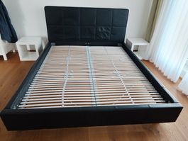 IKEA FOLLDAL 160cm Doppelbett schwarz Leder