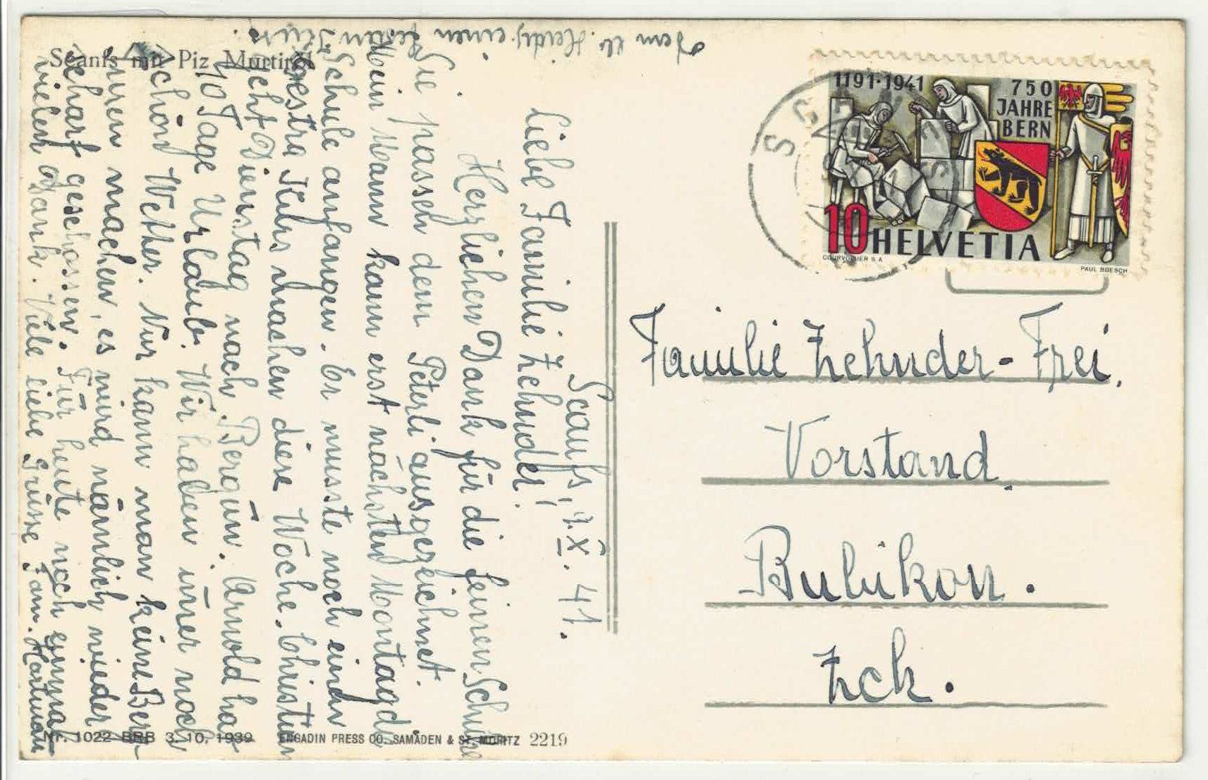 Cartoline postali: Scanfs mit Piz Murtiröl - Engadin – Usato da Ettingen venduto da Kartenplanet 1