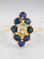 Vintage Gelben Saphir Cocktailring 10K Gold 1.59 ct ca. 1970