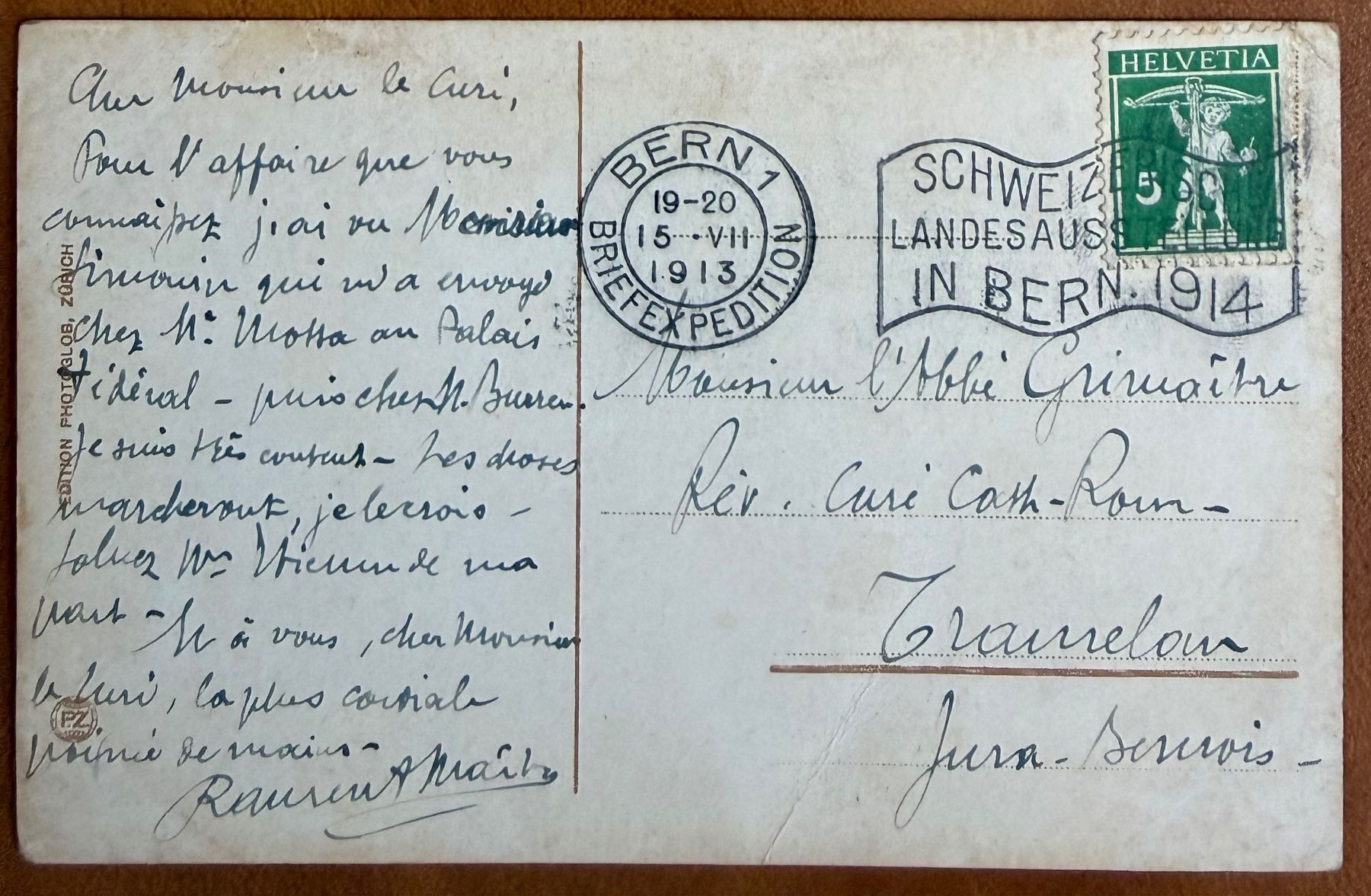 Ansichtskarten: Bern - Panorama - Kornhausbrücke 1913 – Gebraucht aus Lutry von Ediego 1