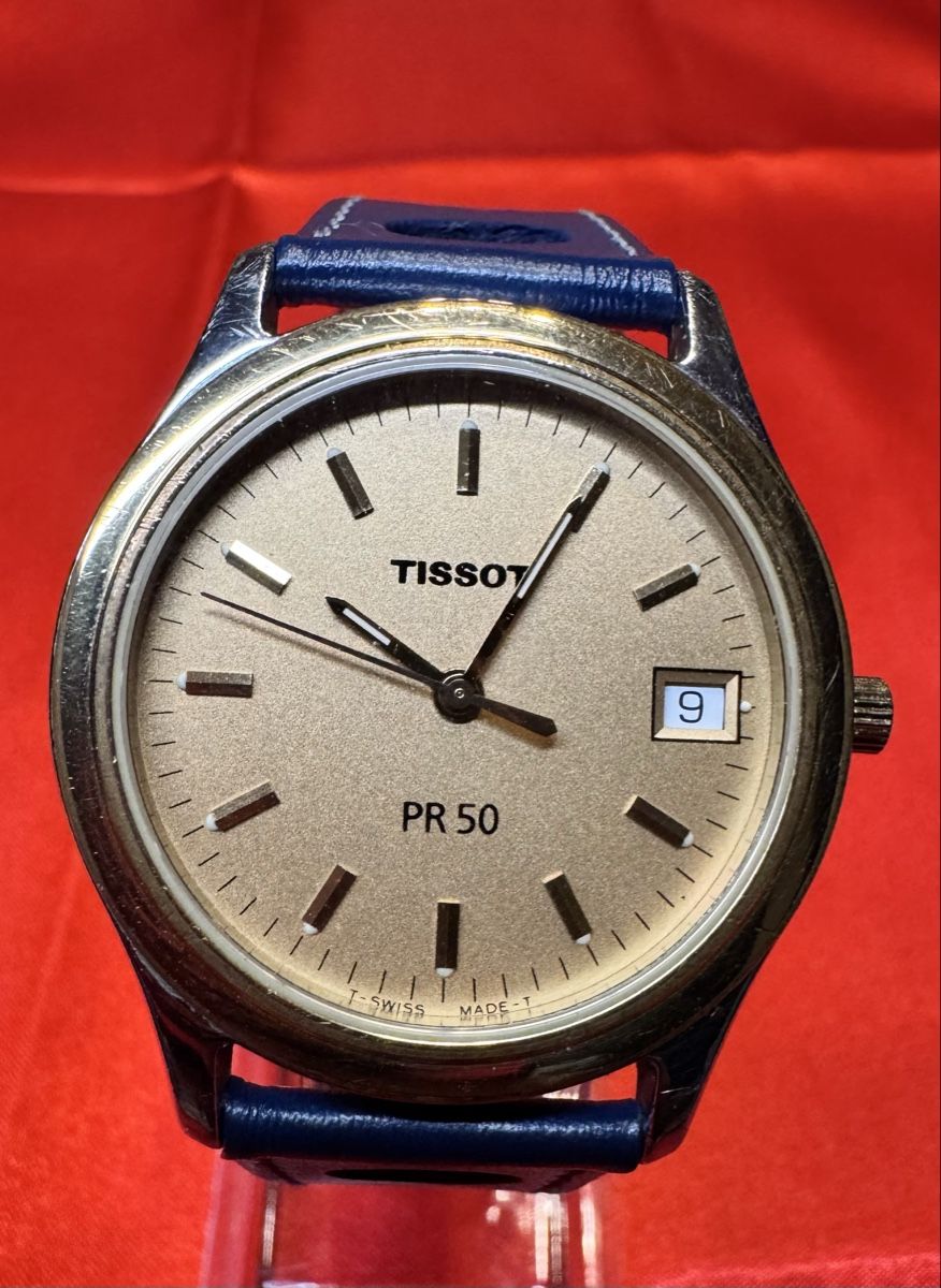 Tissot Orologi: Tissot PR 50 mit blauem Lederarmband – Usato da Untersiggenthal venduto da TimeandShine