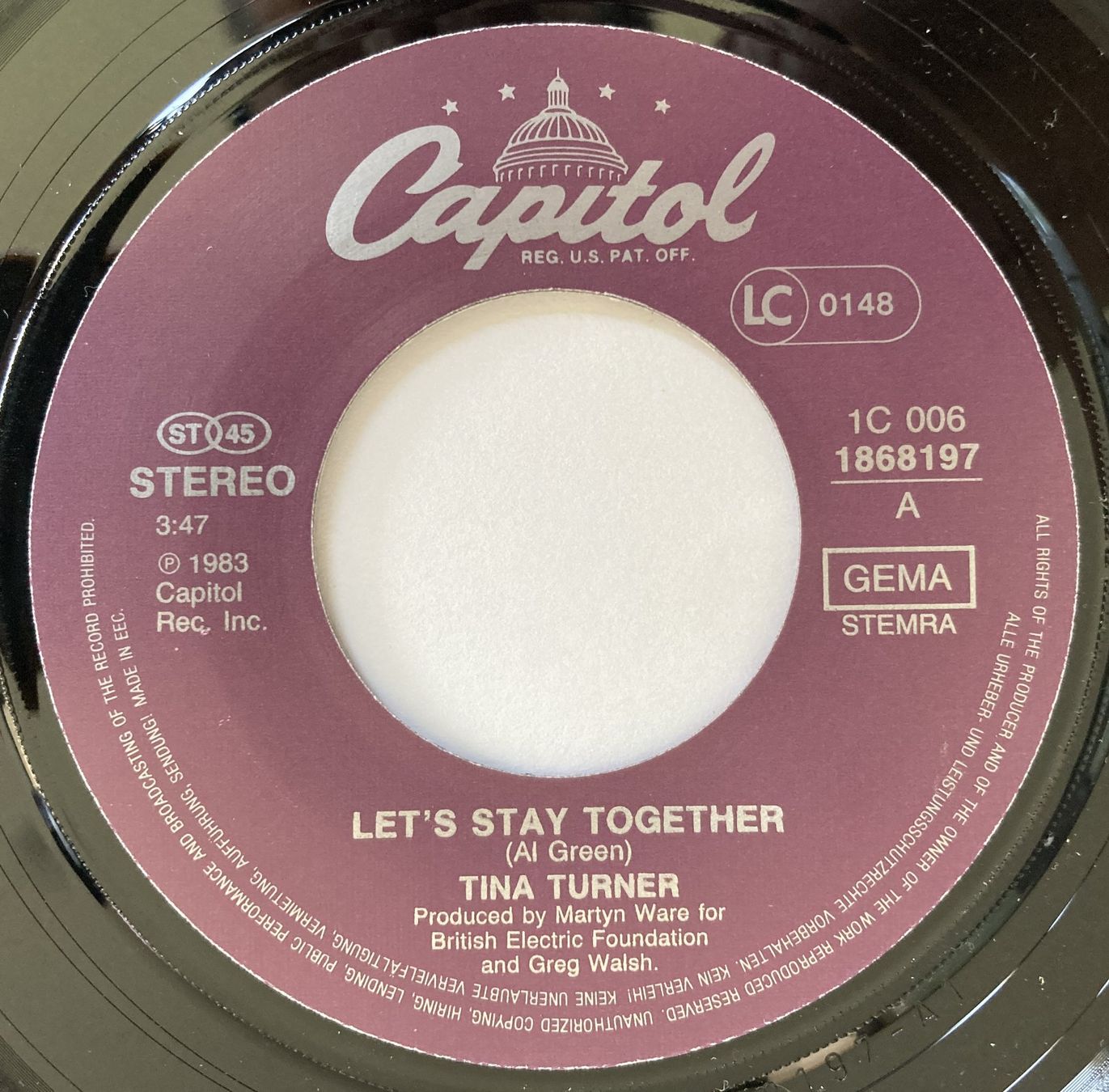 Dischi in vinile: TINA TURNER - LET'S STAY TOGETHER – Usato da Bottens venduto da hotter-than-hell 2