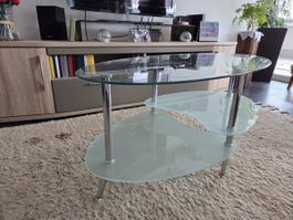Elegant Glas-Couchtisch, stilvoll, modern, 2 Ablagen, top Zu