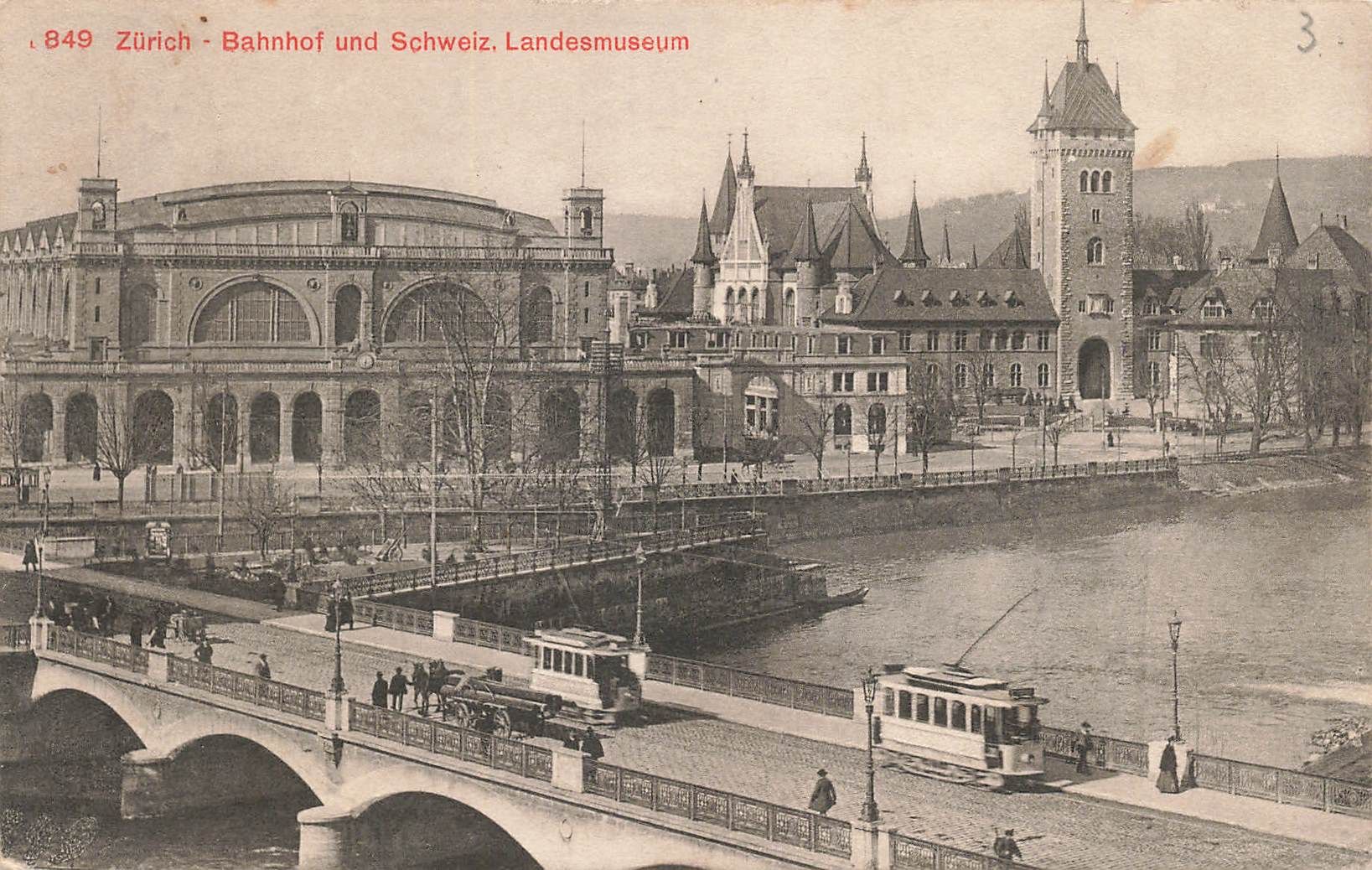 Cartoline postali: Zurich Bahnhof tram Straßenbahnen – Usato da Biasca venduto da Blenio71