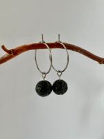 Creolen Silber - hypoallergen - Lavasteinperle - handmade