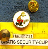 GOLD-WÄSCHER SUCHER MIT PFANNE SCHMUCK-PIN ENAMEL GOLDIG