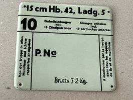 MUN Schild: 15cm Hb 42 - Ladung 5 - Schweizer Armee