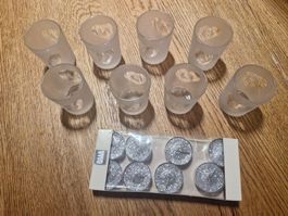 Teelichthalter Glas matt mit Herzmotiv 7 Stk. neuwertig