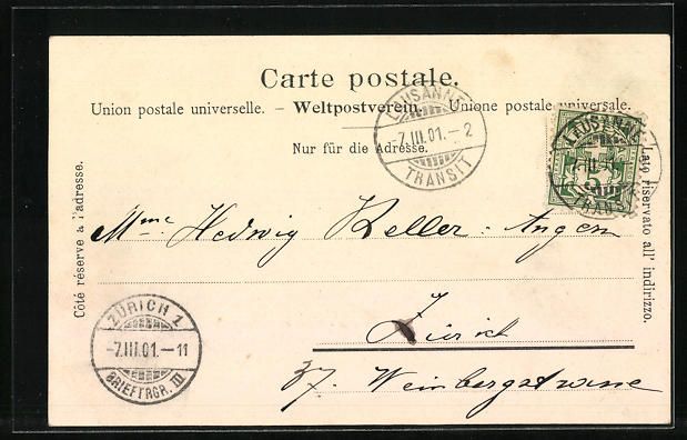 Cartoline postali: Lausanne, Poste et St. Francois, Strasse – Usato da Berlin venduto da bartko-reher 1