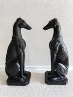 2 XXL Windhund Hund Skulpturen Greyhound gross schwarz 80 cm