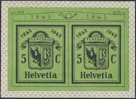 1943, W17L+W17R ** postfrischer Blockausschnitt, Kat: 70.-+