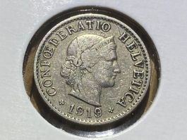 Schweiz 5 Rappen 1919 B in Münzrähmchen