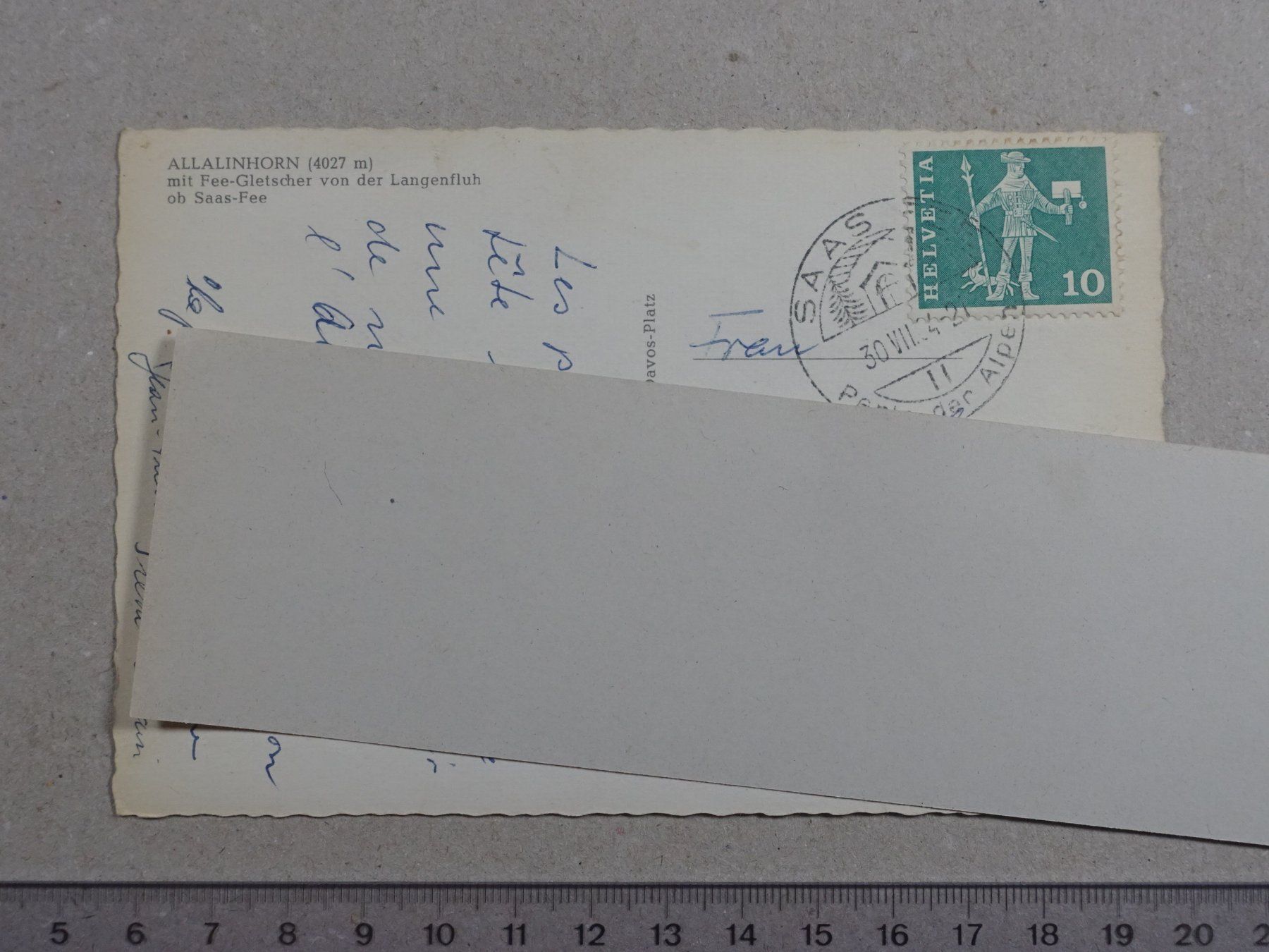 Cartoline postali: Allalinhorn, Fee-Gletscher, Saas-Fee, 1964 – Usato da Lenzburg venduto da fh1 1
