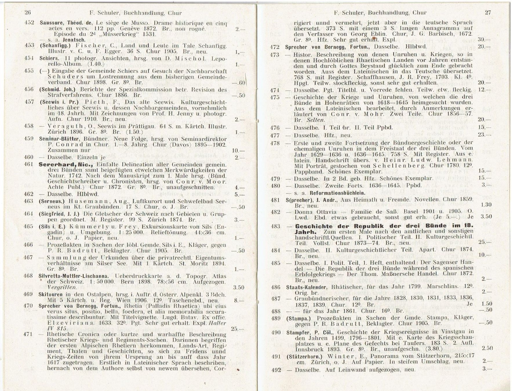 Libri: F. Schuler Chur, Katalog Raetica, 1913 – Usato da Flims - Dorf venduto da Stagediver 3