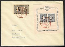 1943, W14+W15, Block Zürich + Ausschnitt auf Brief (15340)